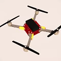 Red Quadcopter Drone Frame With Black Central Component And Four Propellers 3d model