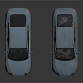 Two Blue Cars With One Featuring Cracked Windshield And Smooth Exterior Design