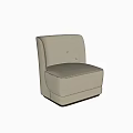 Light Beige Fabric Single Sofa With Modern Curved Backrest And Dark Base 3d model