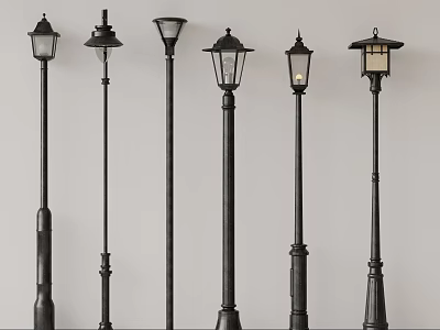 Various Black Outdoor Lights With Classic And Modern Design Styles For Gardens 3d model