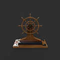 Vintage Wooden Ship Steering Wheel Decorative Model With Base Stand