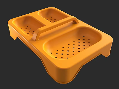 Orange Plastic Bathroom Accessory Drainer With Three Compartments And Handle 3d model
