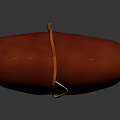Realistic Human Liver 3D Model Showing Red Tissue And Yellow Vessels On Gray Background