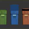 Colorful Household Trash Bins For Waste Sorting With Green Blue Orange Lids