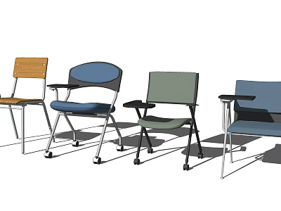 Modern Office Chairs with Different Styles Metal Frame and Comfortable Seating 3d model