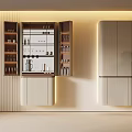 Modern Wine Cabinet With Glass Doors Storing Wine Glasses And Bottles Interior Design