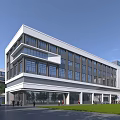 Modern Industrial Factory Building With Multi Storey Glass Facade And Green Landscaping