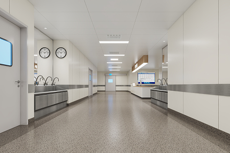 modern aisle hospital nurse station aisle 3d model