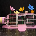 Unique Transparent Bottle Shaped Frame With Colorful Flowers On Pink Base