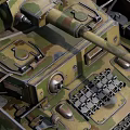 Military Tank With Camouflage Paint Turret Machine Gun Long Cannon And Heavy Tracks