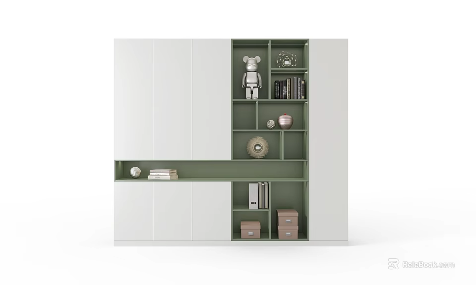 Modern Decorative Cabinet With Multi Layered Shelves And Storage Units 3d model 