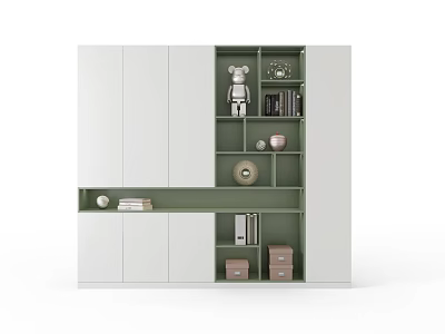 Modern Decorative Cabinet With Multi Layered Shelves And Storage Units 3d model