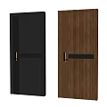 Modern Gray And Wood Grain Doors With Black Handle And Decorative Strip