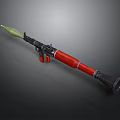 Military Rocket Launcher Weapon With Green Head Red Body And Black Components