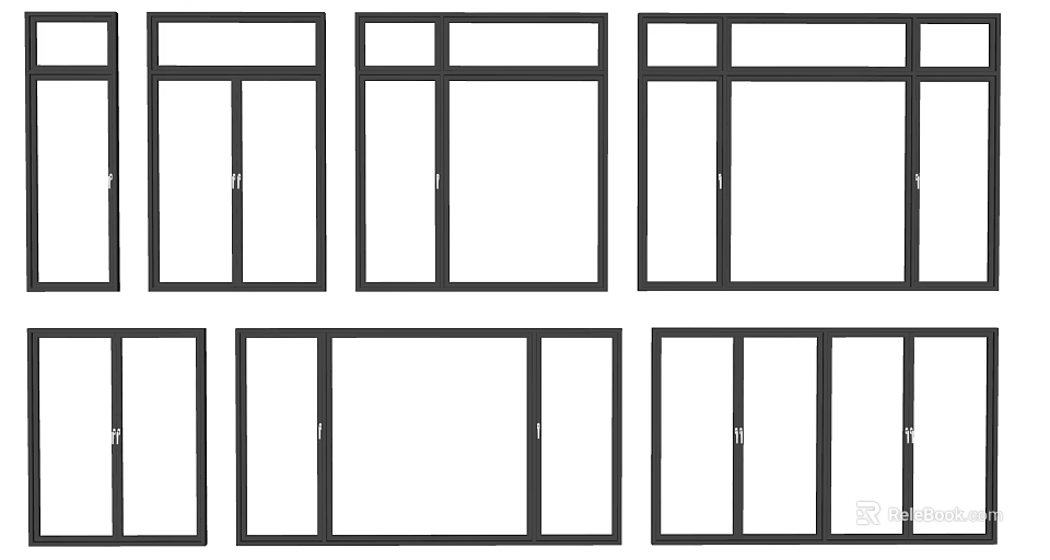Various Window Frame Designs With Different Panel Configurations And Styles 3d model