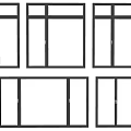 Various Window Frame Designs With Different Panel Configurations And Styles 3d model