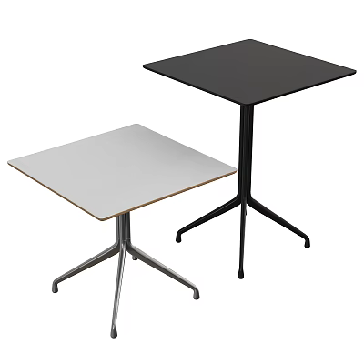 Modern Square Side Tables With Black And White Tabletop And Metal Tripod Legs 3d model