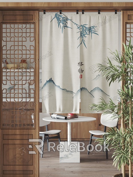 New Chinese Style Door Curtain Cloth Curtain Door Curtain model