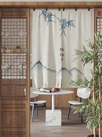 New Chinese Style Door Curtain Cloth Curtain Door Curtain 3d model