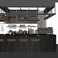 Modern Café Interior With Bar Counter Coffee Machines And Stools