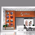 oiltec Exhibition Booth With White Orange Modern Design And Display Area