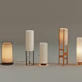 Modern Floor Lamps With Cylindrical Shades And Multiple Base Materials 3d model