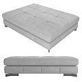 Gray Square Fabric Ottomans With Tufted Design For Modern Living Room