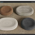 Household Cushions In Various Colors With Round And Oval Shapes On Linen Textured Background