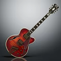 Classic Red Semi Hollow Body Electric Guitar With F Hole And Inlaid Fretboard Design