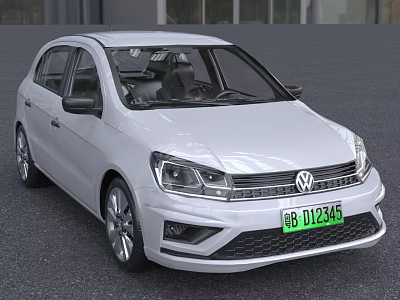 White Volkswagen Compact 5 Door Car With Stylish Front Grille And Headlights 3d model