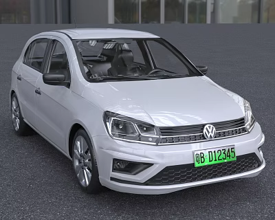 White Volkswagen Compact 5 Door Car With Stylish Front Grille And Headlights 3d model