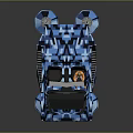 Futuristic Blue Camouflage Pattern Concept Car Featuring Transparent Roof And Driver Seat