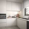 Modern Kitchen Interior Design With White Cabinets Marble Countertops And Window 3d model