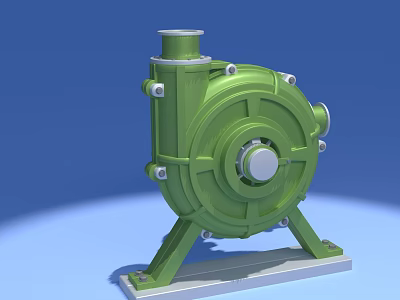 Green Industrial Pump Equipment With Metal Base And Circular Mechanical Structure 3d model