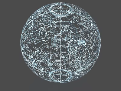 Modern Artistic Spherical Decorative Ornament Set With Intricate Line Patterns And Geometric Design 3d model