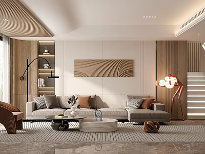 Modern Living Room Interior With Sofa Wall Art And Stylish Decor 3d model