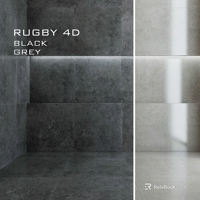 Rugby 4D Black Grey Tiles For Modern Interior Wall Design 3d model 