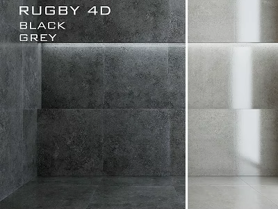 Rugby 4D Black Grey Tiles For Modern Interior Wall Design 3d model