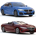 BMW 5 Series White and Black Sedan Cars with Modern Exterior Design