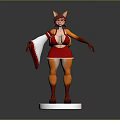 3D Animated Fox Character With Red Outfit And White Display Base