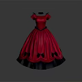 Elegant Red Princess Style Dress With Short Sleeves And Heart Shaped Decorations
