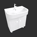 White Bathroom Sink Vanity With Cabinet And Chrome Faucet Design