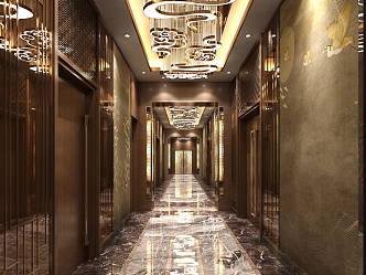 Light Luxury Corridor Restaurant Corridor 3d model