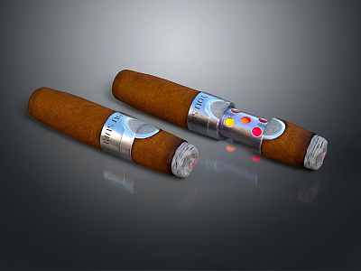 Premium Handmade Cigars With Silver Bands And Colorful Dots Design 3d model