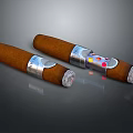 Premium Handmade Cigars With Silver Bands And Colorful Dots Design