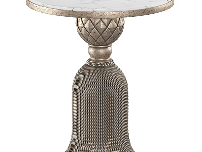 Elegant Side Table With Marble Top And Ornate Metal Pedestal Base 3d model