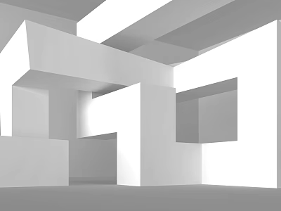 Abstract Modern Geometric Architecture With White Spatial Structures And Minimalist Design 3d model