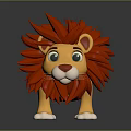 Stuffed Lion Doll Featuring Red Mane Yellow Body Green Eyes And White Paws