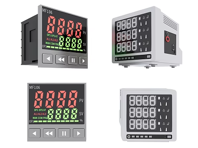 Multi Function Digital Display Meters With LED Number Screens And Front Panel Control Buttons 3d model