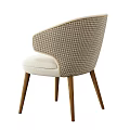 Elegant Modern Accent Chair With Beige Fabric Woven Back And Wooden Legs